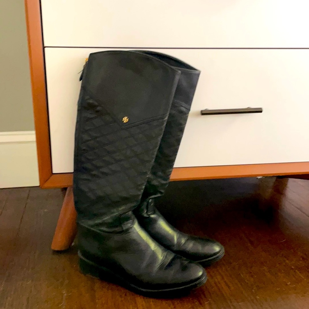 Quilted Tory Burch Riding Boots